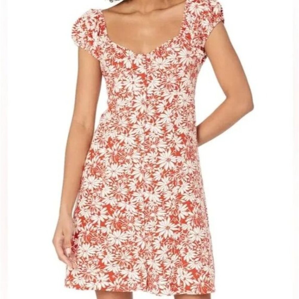 NEW Madewell Womens 4 Blake Cap Sleeve Button Down floral Retro Mini‎ Dress